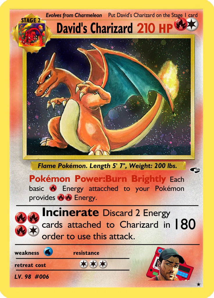 DAVID CUSTOM CHARIZARD ASH KETCHUM GX EX VMAX  POKEMON CARD