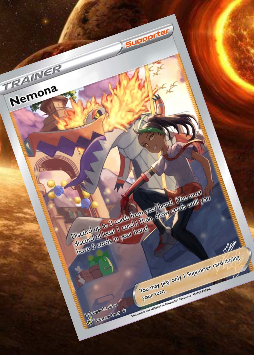 NEMONA GX EX VMAX  POKEMON CARD TRAINER CARD