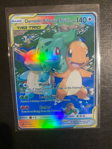 CHARMANDER SQUIRTLE BULBASAUR TAG TEAM TRIO ASH KETCHUM GX EX VMAX  POKEMON CARD