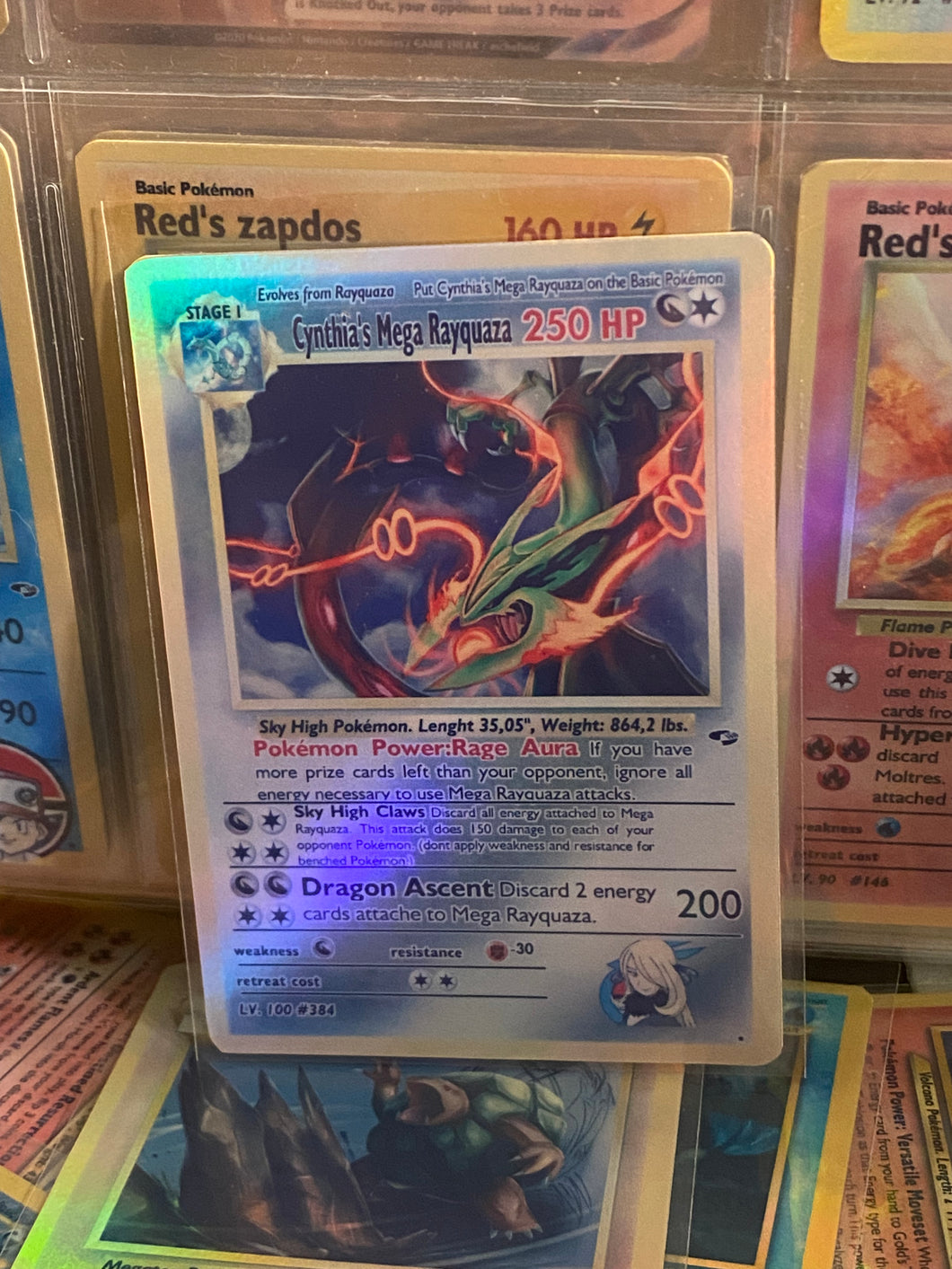 CYNTHIA MEGA RAYQUAZA ASH KETCHUM GX EX VMAX  POKEMON CARD