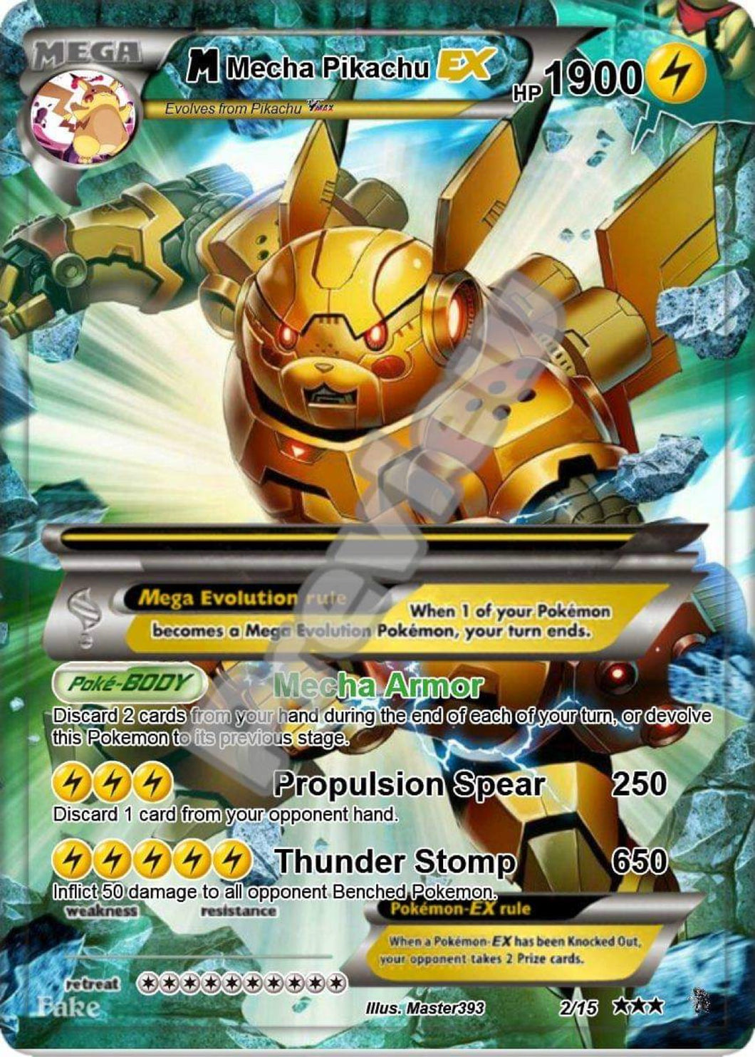 MECHA PIKACHU ASH KETCHUM GX EX VMAX  POKEMON CARD