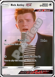 RICK ASTLEY RICK ROLL GX EX VMAX  POKEMON CARD