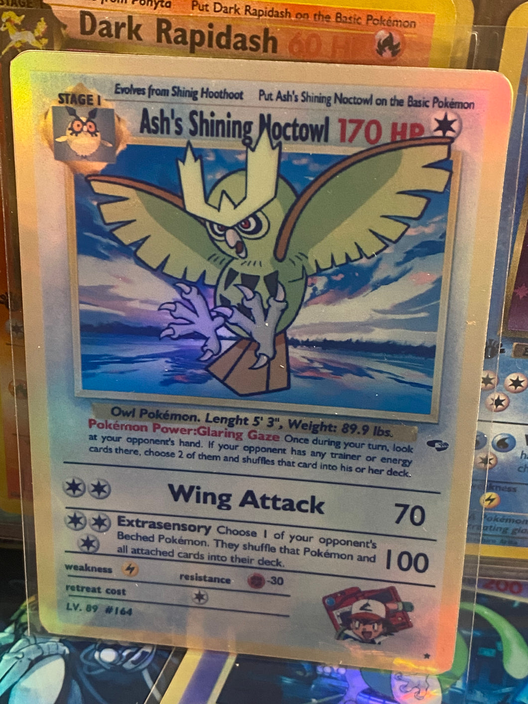 ASH KETCHUM SHINING NOCTOWL GX EX VMAX  POKEMON CARD