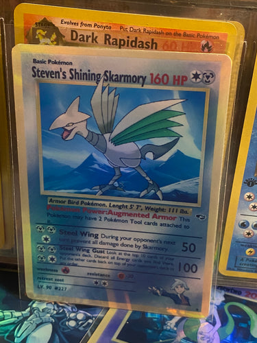 STEVEN SHINING SKARMORY ASH KETCHUM GX EX VMAX  POKEMON CARD